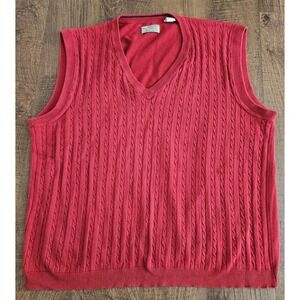 Vintage Bugle Boy Sweater Vest Mens Size 2XL Red Cable Knit 100% Cotton 80s 90s